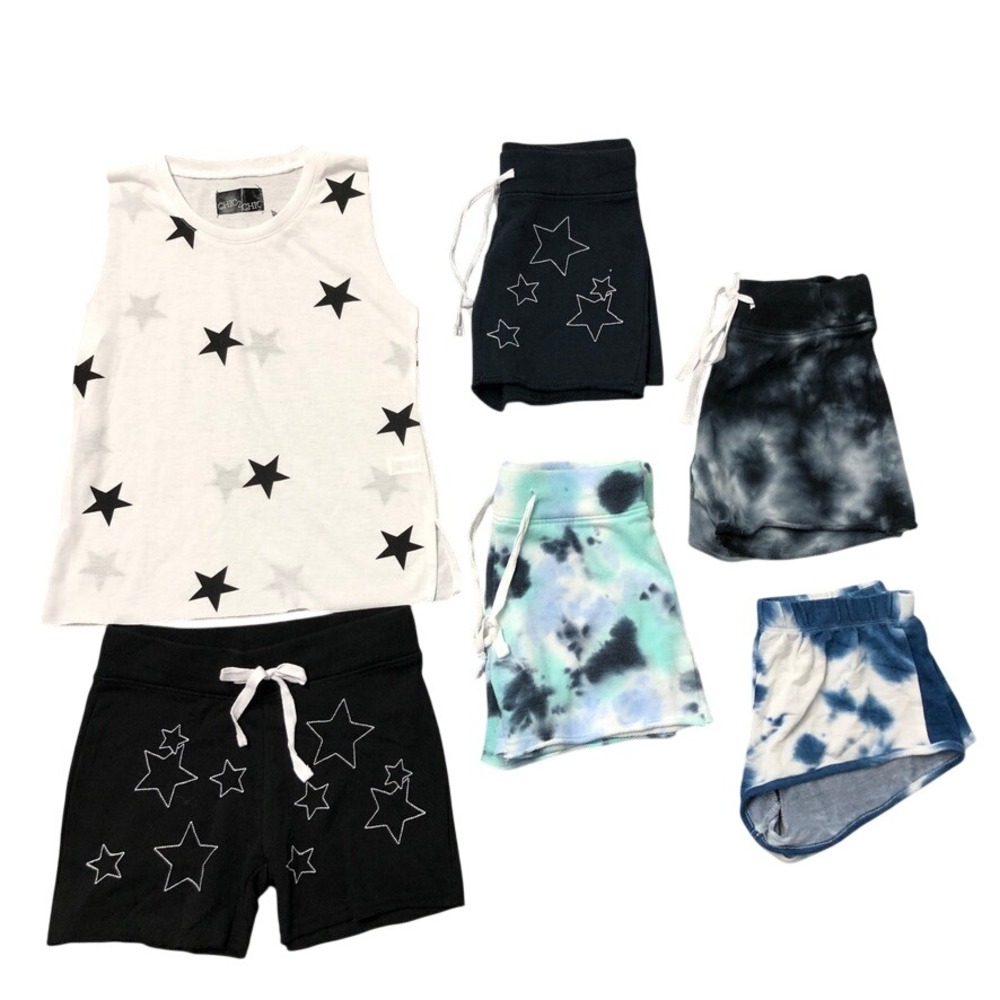Chic2Chic Shorts Set Girls M‎ 10 Kids Multicolor Star Tie Dye 6pc Bundle Comfort